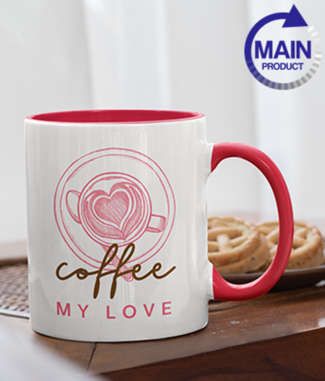 Gekleurde binnenkant en oor mok